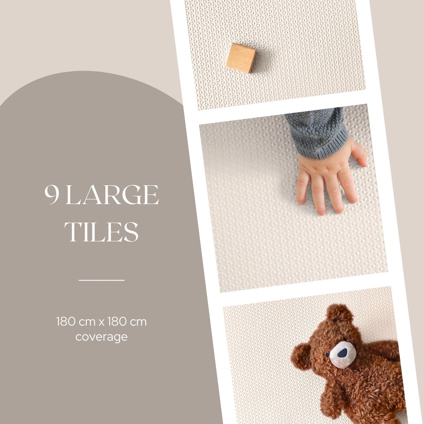 Kids Interlocking Foam Mats | Siesta Sand | 180 x 180 CM | Non-Toxic EVA Puzzle Playmat, Large Foam Baby Floor Mats, Children Play Mat, Safety Baby Foam Floor Tiles
