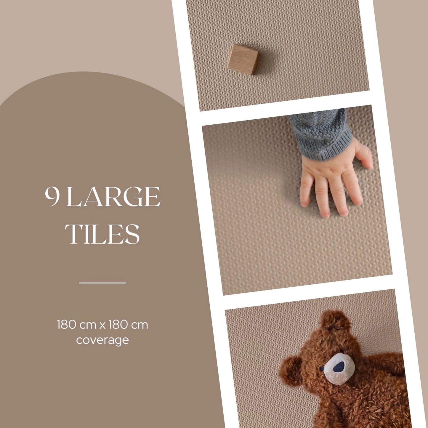 Baby Puzzle Foam Floor Mat | Whipped Mocha | 180 x 180 CM | Large Foam Floor Puzzle for Newborns & Playrooms, Safe Interlocking Foam Flooring Mats