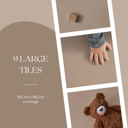 Baby Puzzle Foam Floor Mat | Whipped Mocha | 180 x 180 CM | Large Foam Floor Puzzle for Newborns & Playrooms, Safe Interlocking Foam Flooring Mats