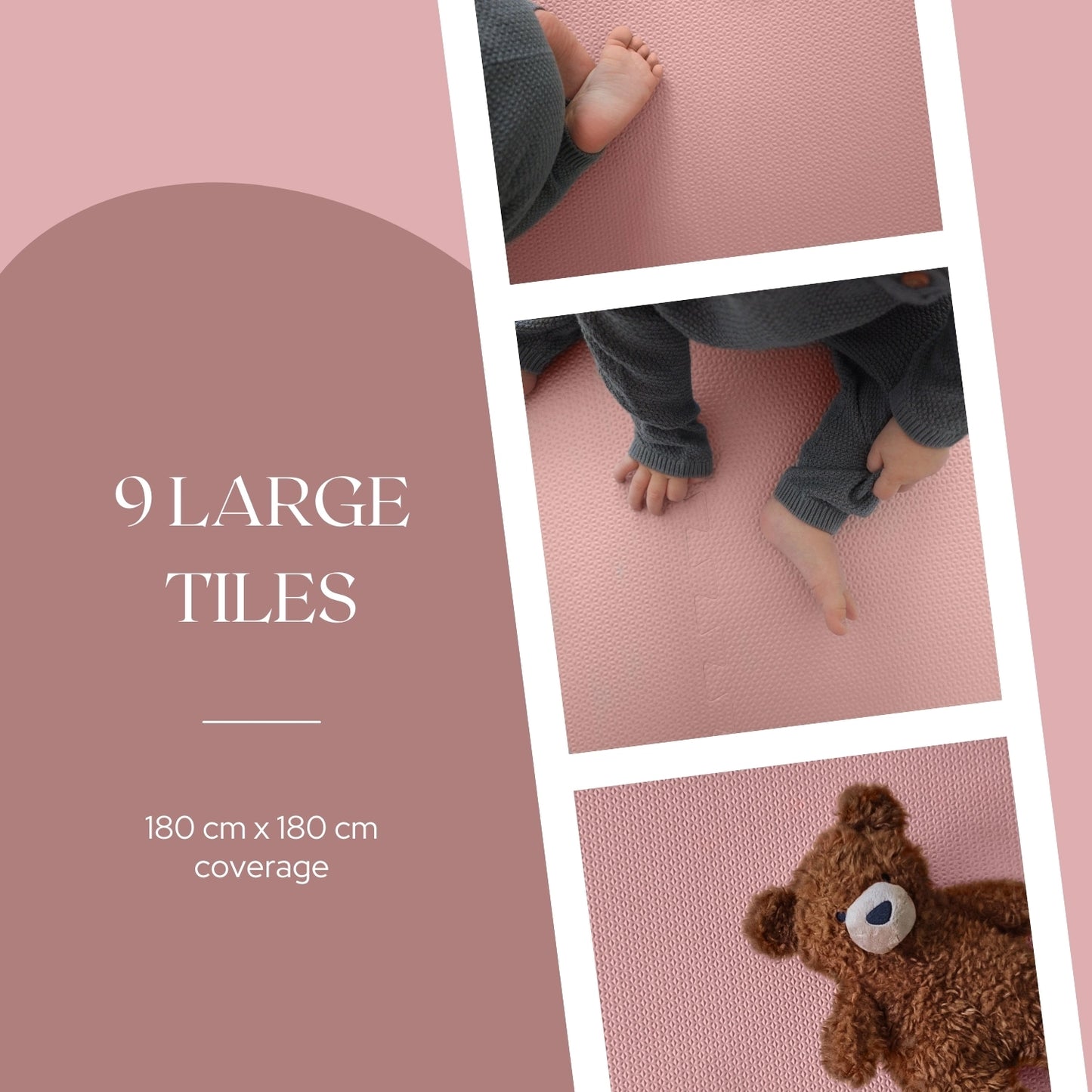 EVA Foam Rug for Playroom | Desert Rose | Non-Toxic | 180 x 180 CM | Playmat Puzzle with Foam Squares for Floor, Infant Play Mat, Newborn Play Mat