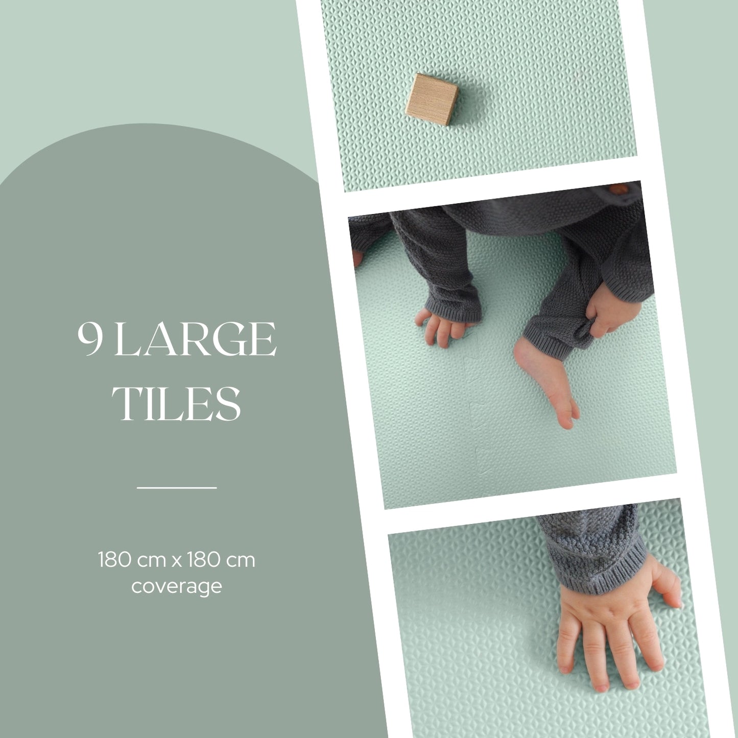 Baby Play Mats | Turquoise Grey | 180 x 180 CM | EVA Foam Puzzle Play Mat, Non-Toxic Interlocking Foam Mats, Play Mat, Playroom Foam Tiles, Soft Foam Mat